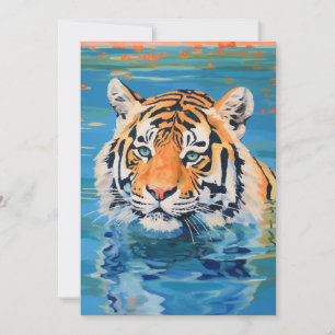Tiger design, painted, art colourful invitation