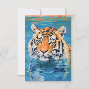 Tiger design, painted, art colourful thank you card