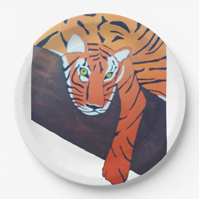 Tiger-Designed Plastic Plate (Front)