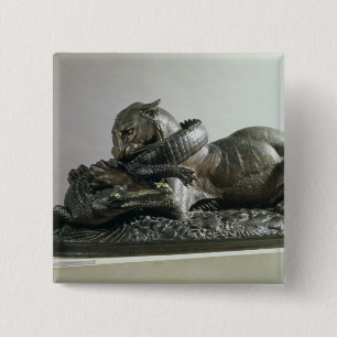 Tiger devouring an alligator, 1832 (bronze) 15 cm square badge