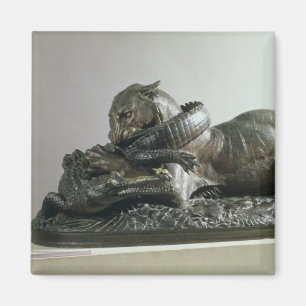 Tiger devouring an alligator, 1832 (bronze) magnet