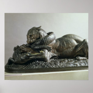 Tiger devouring an alligator, 1832 (bronze) poster