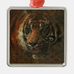 Tiger Digital Art Metal Tree Decoration