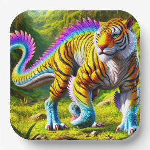 Tiger Dinosaur Paper Plate