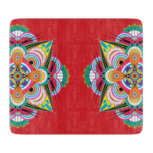 Tiger Dragon Mandala Glass Cutting Board 7.5 x 6.5