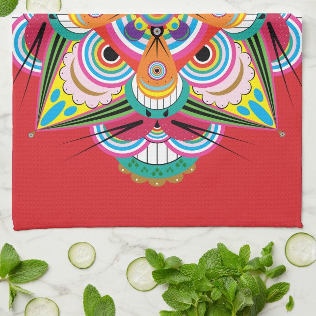 Tiger Dragon Mandala Kitchen Towel (Folded)