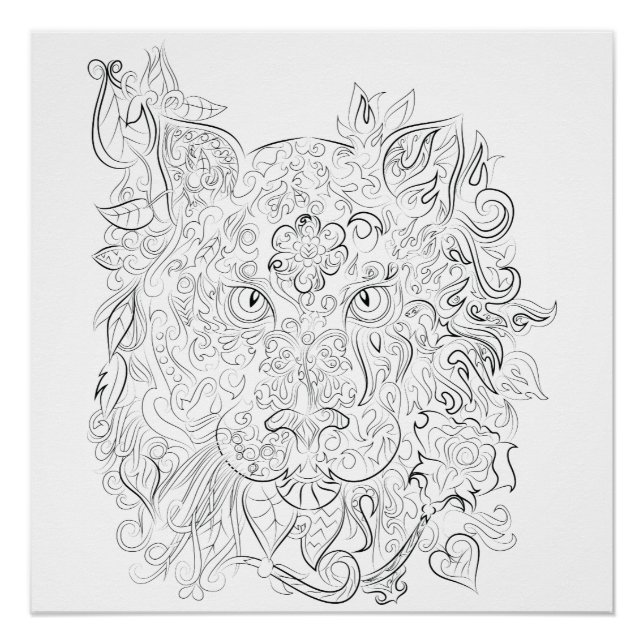 Tiger drawing adult colouring poster (Front)