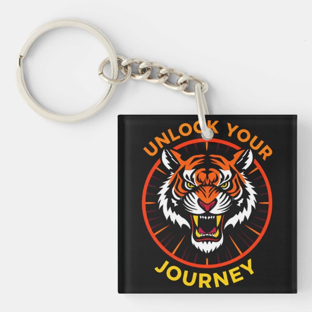 Tiger Emblem with Motivational Text Key Ring (Front)