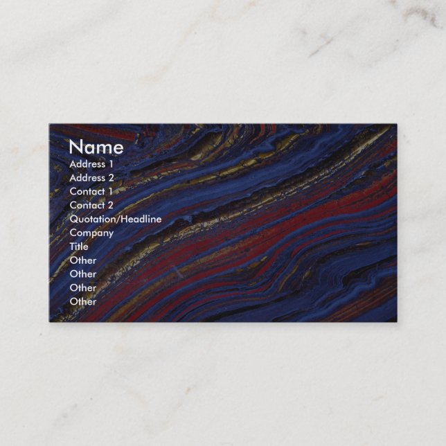 Tiger eye, haematite and jasper business card (Front)