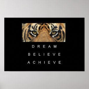 tiger eyes achievement motivational quote poster