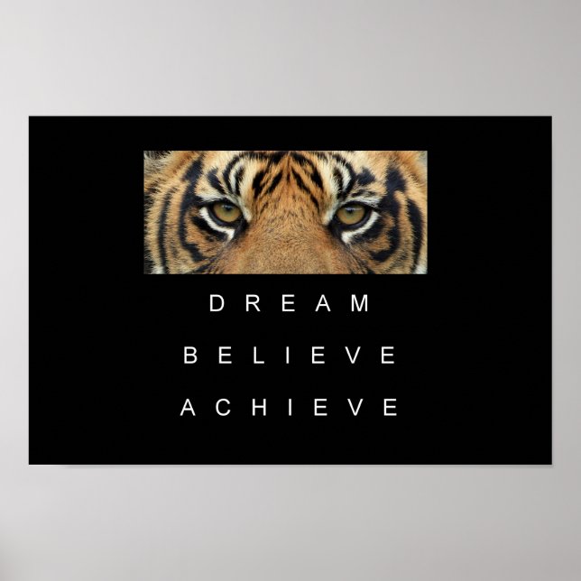 tiger eyes achievement motivational quote poster (Front)