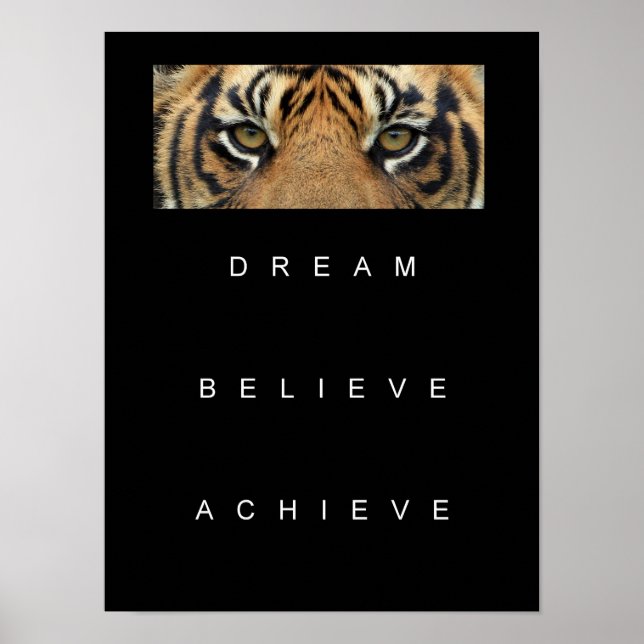 tiger eyes achievement motivational quote poster (Front)