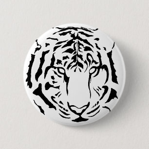 tiger eyes and stripes silhouette button