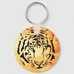 Tiger eyes in black silhouette key ring