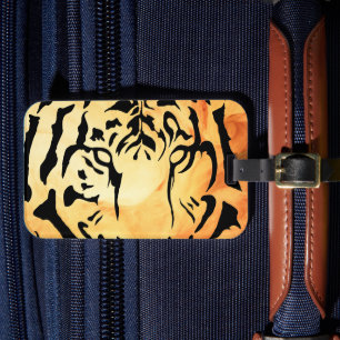 Tiger eyes in black silhouette luggage tag