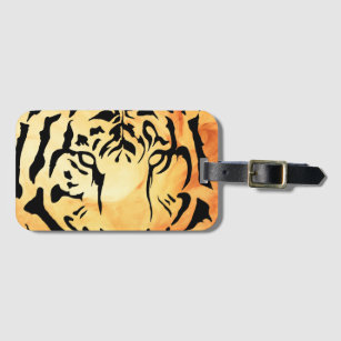 Tiger eyes in black silhouette luggage tag