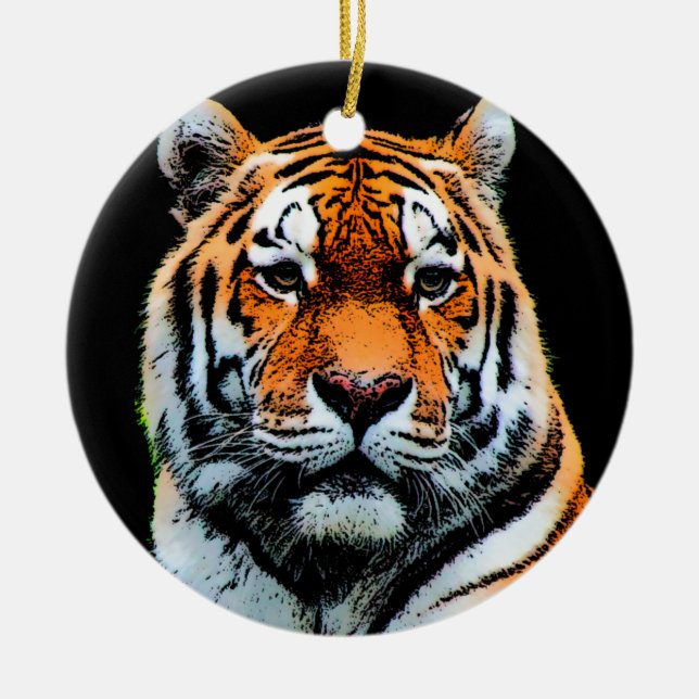 Tiger Eyes Inspirational Ceramic Tree Decoration (Front)
