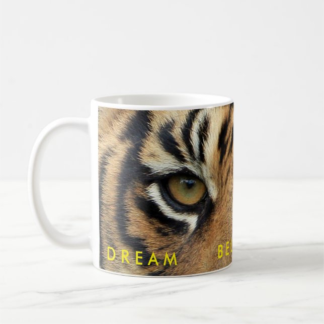 Tiger Eyes Motivational Success Quote Template Coffee Mug (Left)