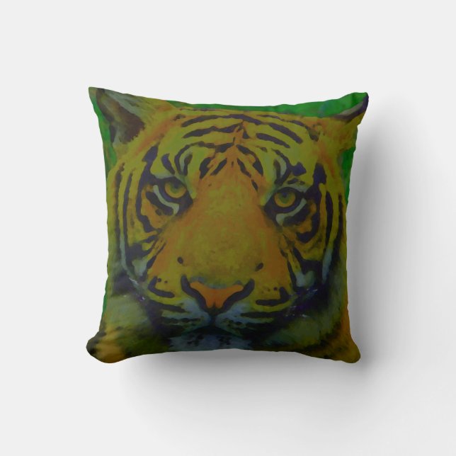 Tiger Eyes Pop Art Cushion (Front)