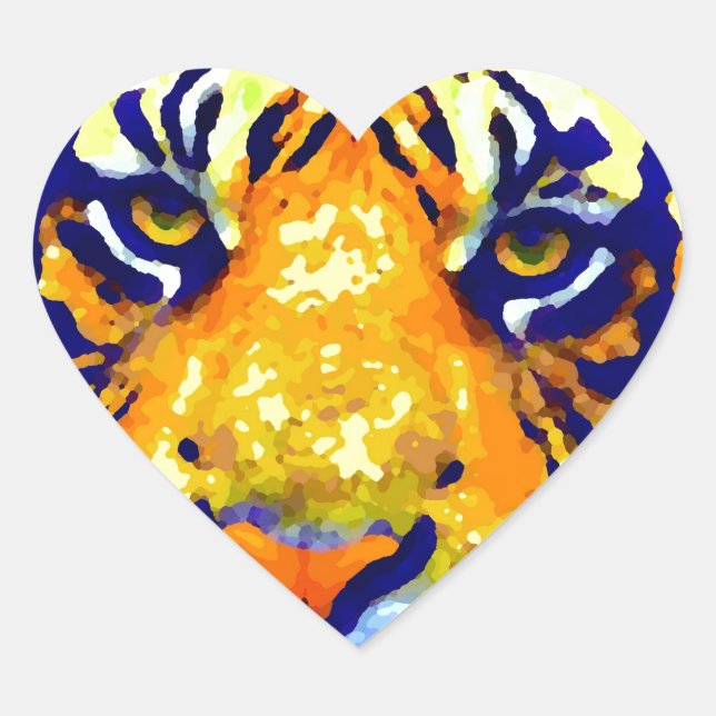 Tiger Eyes Pop Art Heart Sticker (Front)