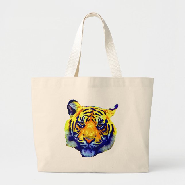 Tiger Eyes Pop Art Large Tote Bag (Front)