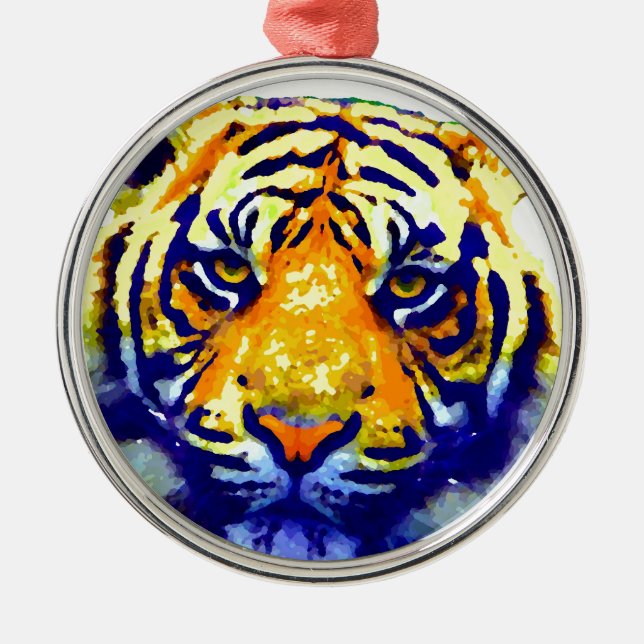 Tiger Eyes Pop Art Metal Tree Decoration (Front)