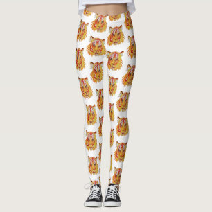 Tiger Face Art Drawing Leggings