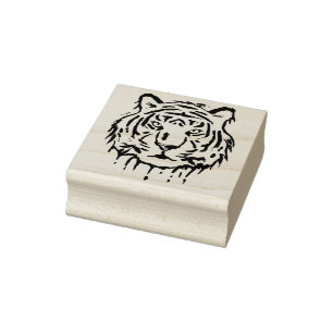 tiger face art stamp
