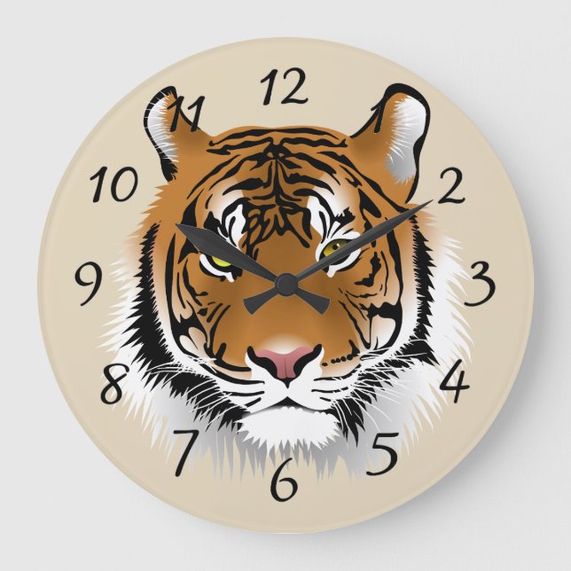 Tiger Face background Large Clock (Front)