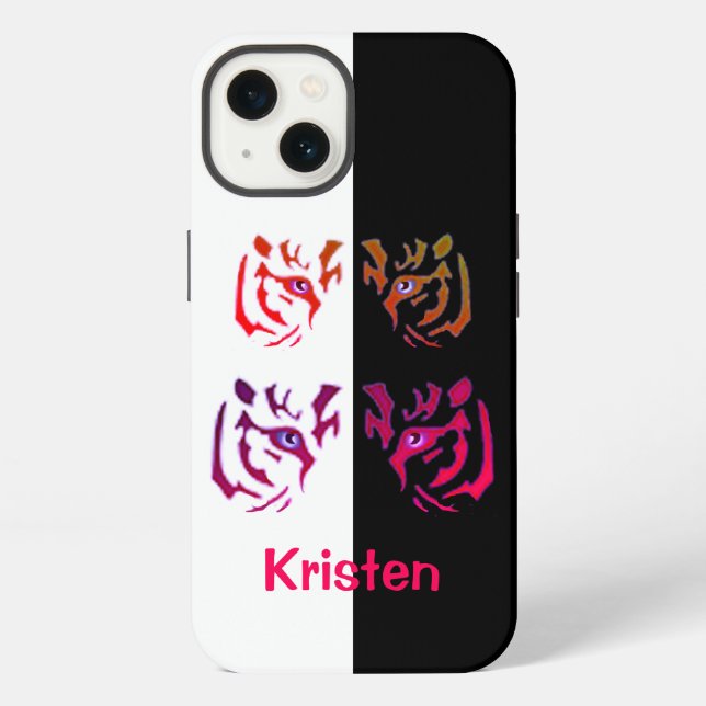 Tiger Face Black & White iPhone Case (Back)