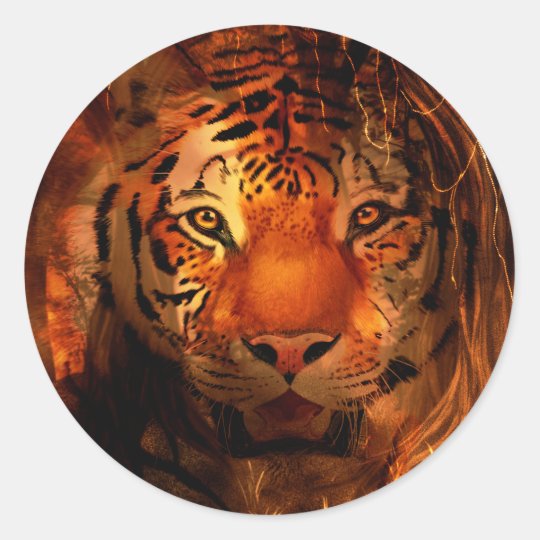 Tiger face classic round sticker | Zazzle.co.uk