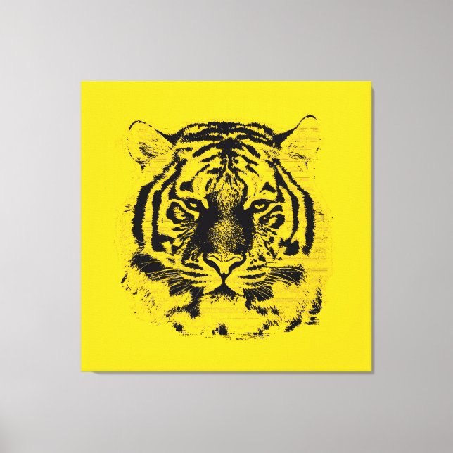 Tiger Face Close Up (Black and Yellow) Canvas Print (Front)