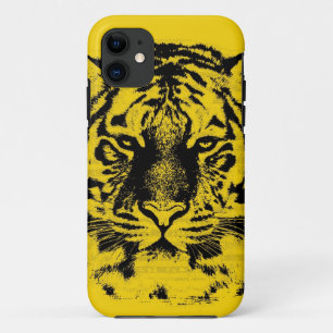 Tiger Face Close Up (Black and Yellow) iPhone 11 Case