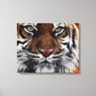 Tiger Face Close  Wrapped Canvas