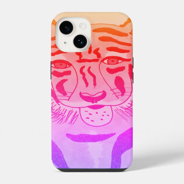 Tiger Face Drawing iPhone Case (Back)