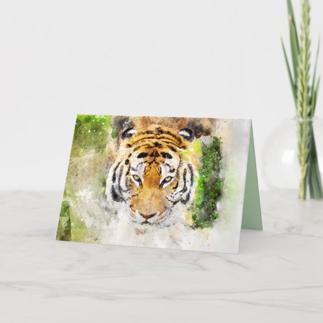tiger face greeting card (Front)