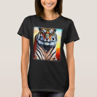 Tiger face head big cats predator imprint with wil