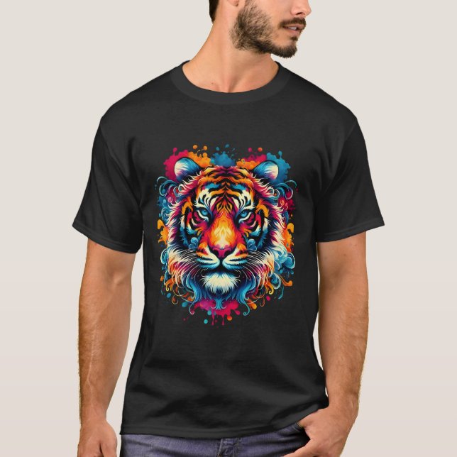 Tiger Face Men's Bella+Canvas Black T-Shirt (Front)