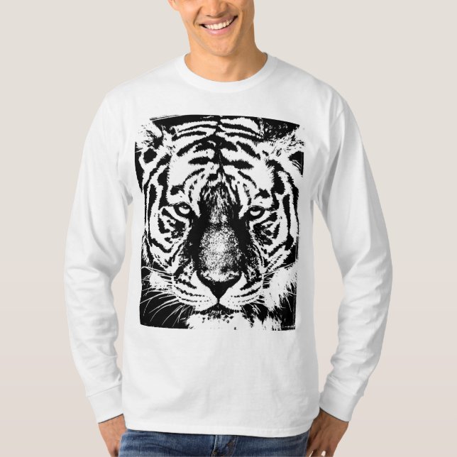 Tiger Face Mens Modern Template Basic Long Sleeve T-Shirt (Front)