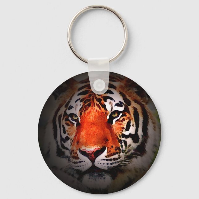 Tiger Face Motivational Artwork Key Ring (Front)