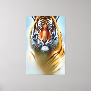 Tiger Face Painting - Striking Wildlife Artwork   Canvas Print