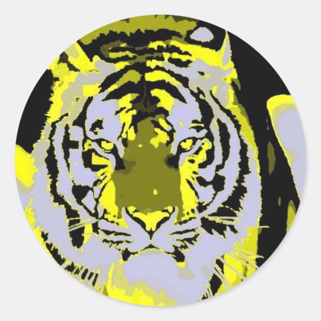 Tiger Face Pop Art Classic Round Sticker (Front)
