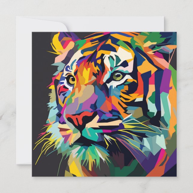 Tiger face pop art thank you card (Front)