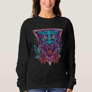 Tiger Face Retro Tiger Head Trendy Tiger Wild Cat Sweatshirt