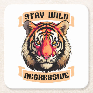 TIGER FACE SQUARE PAPER COASTER
