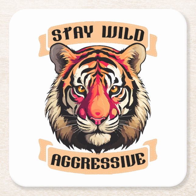 TIGER FACE SQUARE PAPER COASTER (Front)