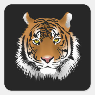 Tiger Face Square Sticker