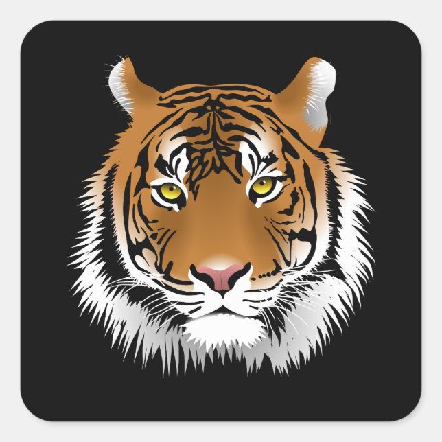 Tiger Face Square Sticker  (Front)