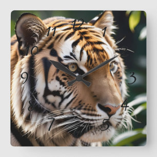 Tiger Face  Square Wall Clock