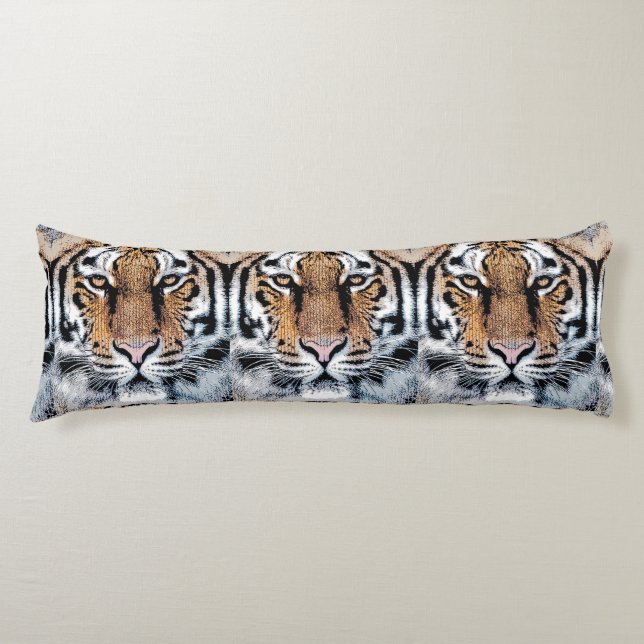 Tiger face stare in Graphic Press Style Body Cushion (Front)